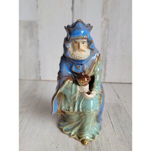 Ceramic nativity scene 3 Kingsman blue figure religious Bible